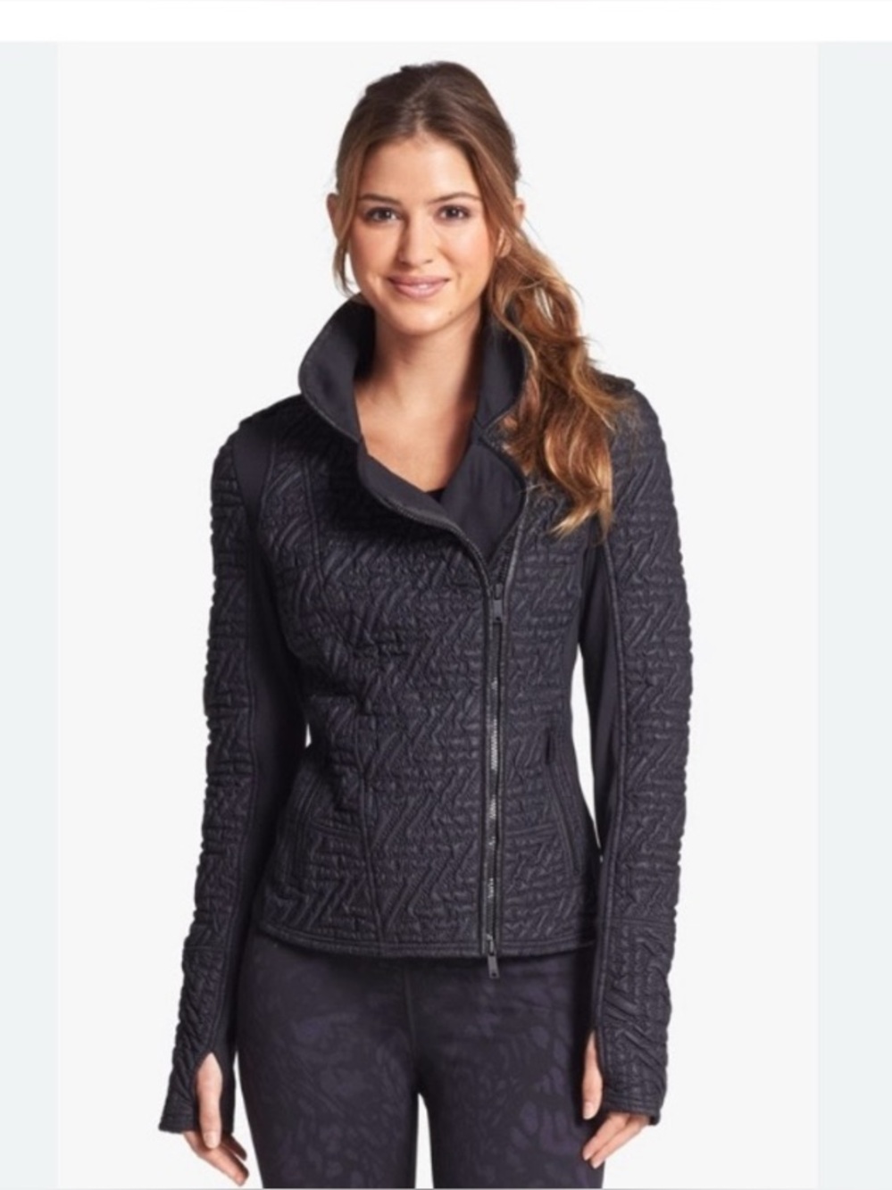 Zella Quilted Moto Jacket – Black – Size XS